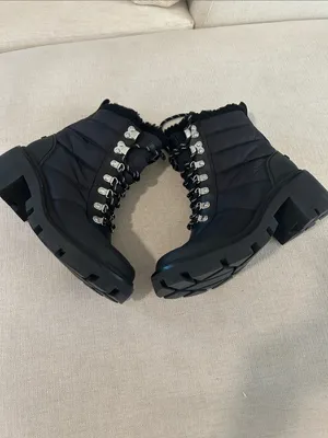 Tory Burch Black Winter Boots with Fur Trim, Size 7.5, New with tag on bottom thumbnail 3
