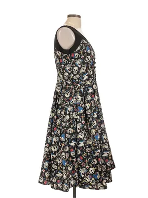 Hell Bunny Black Skull Print V-Neck Fit & Flare Dress thumbnail 3