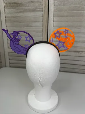 DISNEY Figment 3D Printed Minnie Ears/Headband Purple/Orange-OS thumbnail 4