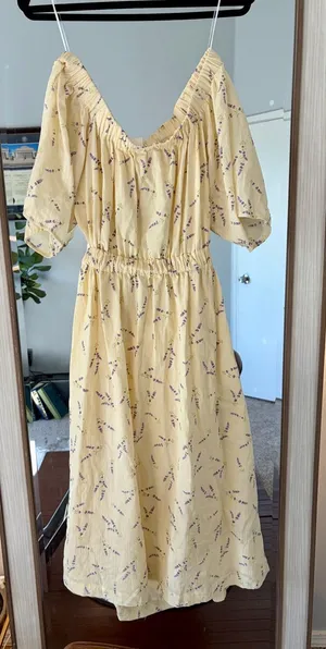 H&M Wildflower Collection Womens Small S Yellow Floral Off The Shoulder Dress thumbnail 1