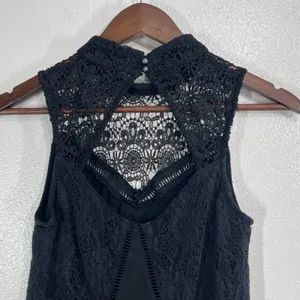 Abercrombie & Fitch‎ Lace Mini Dress XS Black Sleeveless High Neck Boho Gothic thumbnail 7