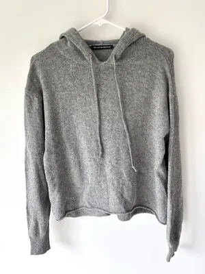 Brandy Melville Grey Knit Hoodie Soft Knit Wool Blend Cozy Loungewear Preppy thumbnail 1