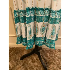 Anthropologie Me 2 Magic Boho Tassel Green White Sequin Dress Flutter Sleeve thumbnail 4