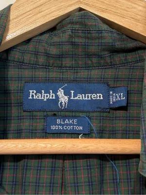 Ralph Lauren Plaid Oversized Button Down Shirt Size Large XL Women’s Green Blue thumbnail 3