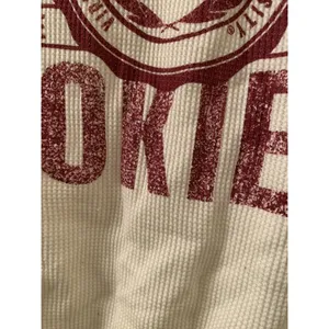 Virginia Tech Hokies Women's Juniors Thermal Waffle Knit Shirt Top Size M Beige thumbnail 5
