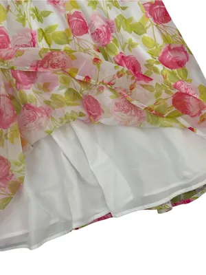 Betsey Johnson Women's Floral Off the Sleeve Smocked Chiffon Babydoll Dress XL thumbnail 9
