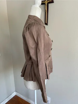 Arden B Taupe Military-Style Peplum Jacket with Gold Buttons thumbnail 4
