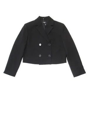 NWT Theory Crop Double-Breasted Jacket in Black Admiral Crepe Blazer 4 thumbnail 5