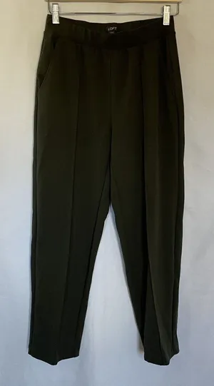 LOFT wide leg business casual‎ pants olive green pockets women's size small thumbnail 1