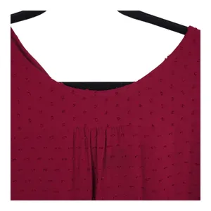 Maeve Anthropologie Blouse Womens 10 Burgundy Swiss Dot Scallop Hem 3/4 Sleeve thumbnail 4