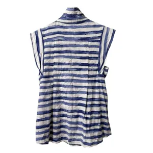 Humming Bird Women Size Measured Button Down Blouse‎ Short Sleeve Stripe Pocket thumbnail 2