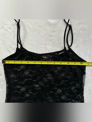 Edikted Gianna Sheer Lace Tank Top Black Size Small Floral Spaghetti Strap thumbnail 2