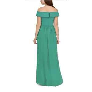 Adrianna Papell Women's‎ Green Off The Shoulder Crepe Chiffon Gown Size 2 NWT thumbnail 2