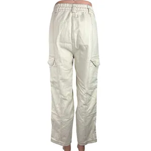Pacsun Women's White Elastic Waist Relaxed Straight Leg Denim Cargo Jeans Size M thumbnail 3