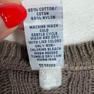 Y2K Gap M Sweater Brown Cable Knit Crew Neck Long Sleeve Classic Preppy Academia thumbnail 5