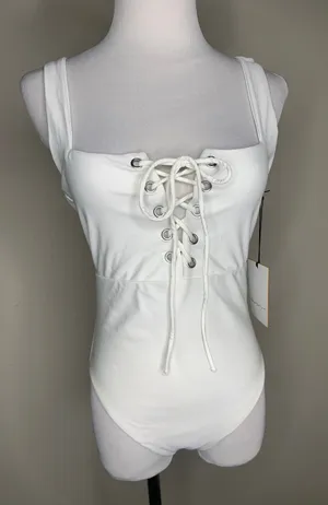 Lovetree White Lace Top 1 Pc Swimsuit Sz Medium thumbnail 1