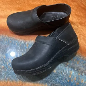 Black Leather Clogs size size 38 thumbnail 1