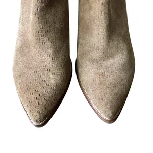 DOLCE VITA Suede Bootie Womens Sz 11 Tan Stacked Heel Pointed Toe thumbnail 3