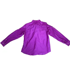 Lauren Ralph Lauren Button Up Shirt Women Large Purple Cotton Silk Utility Light thumbnail 13