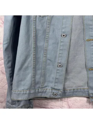 Women’s Light Wash Denim Jacket XXL Button Front Casual Jean Jacket thumbnail 3