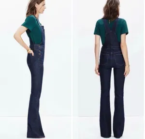 Madewell flea market flare crop dark wash overalls size 6 thumbnail 3