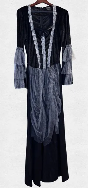 Leg Avenue Victorian Ball Gown Costume Black Gray Dress Large Goth Evil Queen thumbnail 1