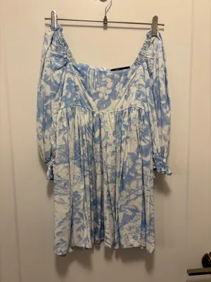 Blue and White Babydoll Dress thumbnail 3
