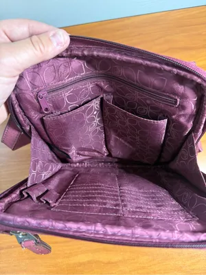 Vintage‎ Y2K Fossil Pebbled Leather Pink Violet Crossbody Purse Bag Adjustable thumbnail 5