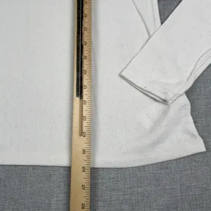 Well Worn T-Shirt Womens L White Crew Neck Long Sleeve Pointelle Knit Top thumbnail 4