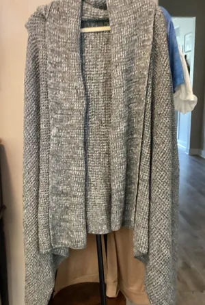 Paper source Cozy Open-Front Hooded Knit vest Cardigan - Gray thumbnail 1