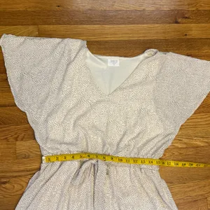 Sienna Sky Women’s XL White Brown Polka Dot V-neck Short Sleeve dress Pockets thumbnail 5