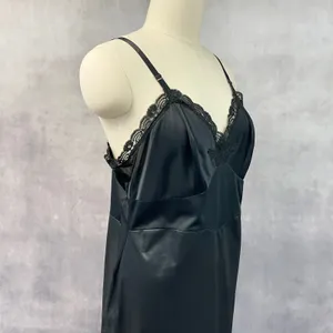 Vintage 50s Shadowline Women Slip Dress Size 42 Black Lace Trim Pinup Coquette thumbnail 3