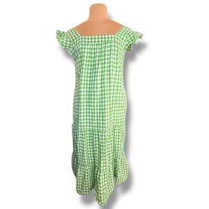 Draper James RSVP Green Gingham Plaid Cotton Midi Dress Ruffle Sleeves Medium‎ thumbnail 2