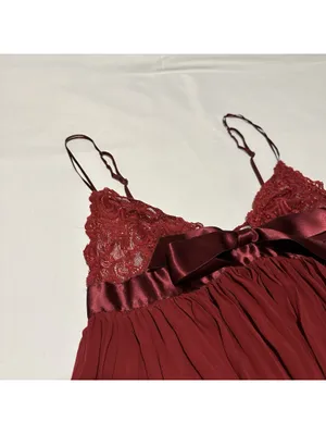 Victoria’s Secret Red Babydoll Slip Lingerie Lace Sheer Mesh Satin Bow XL thumbnail 3