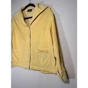 BIG BUD PRESS Corduroy‎ Sailor Jacket Medium Butter Yellow Button Up Boxy Retro thumbnail 2