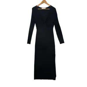 ASTR The Label Black Twist Front Ribbed Knit Long Sleeve‎ Midi Dress Medium thumbnail 2