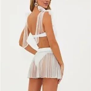 Beach Riot Briar Mesh Cover-Up Mini Skirt White Sheer Mesh Swim Coverup Dress thumbnail 6