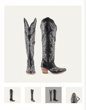 Buck & Brana Tall Western Boots – Black Embroidered Knee-High Boots 7.5 thumbnail 5