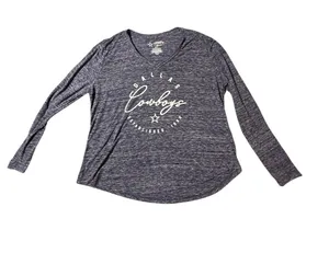 National Football League Dallas Cowboys 2XL Gray Heather Long Sleeve V-Neck Graphic Tee Shirt Top thumbnail 1
