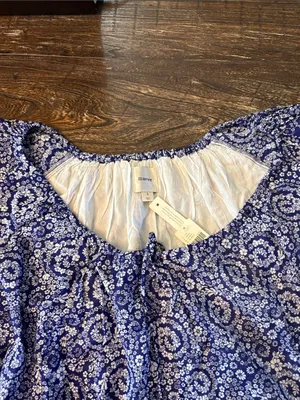 Anthropologie Maeve Mini Swing Dress‎ Blue White Ditsy Floral NWT Small thumbnail 4