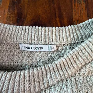 Pink Clover Oatmeal Beige Textured Knit Crewneck Sweater Curved Hem Large thumbnail 3