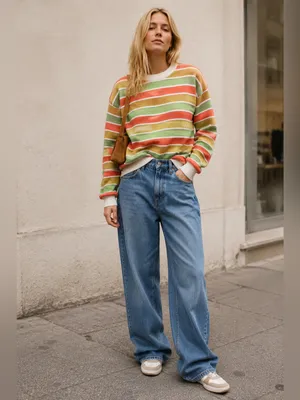Striped Knit Sweater Small Wool Blend 90s Grunge Indie Skater Retro Crewneck EUC thumbnail 4