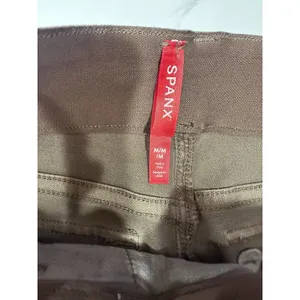 SPANX Twill Cropped Pants Wide Leg Smoke Brown High Rise Medium Pockets Stretch thumbnail 5