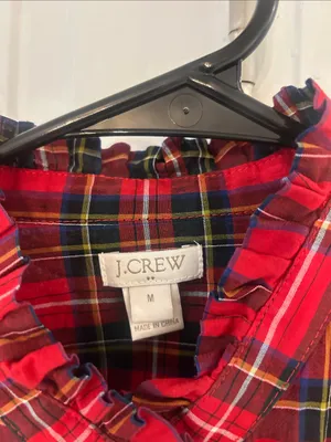 EUC J Crew Red Tartan Plaid Button Down Medium thumbnail 2