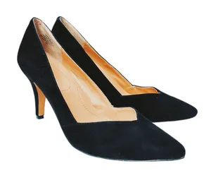 Kelly & Katie Black Suede Pointed-Toe Mid Heel Pumps thumbnail 1