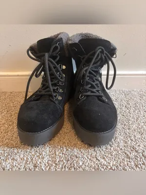 Sam Edelman Franc Black Suede Platform Hiker Ankle Boots Size 8 thumbnail 4