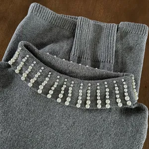 Women’s Talbots Sabrina Cashmere Blend Pearl Beaded Gray Tunic Sweater XS thumbnail 6