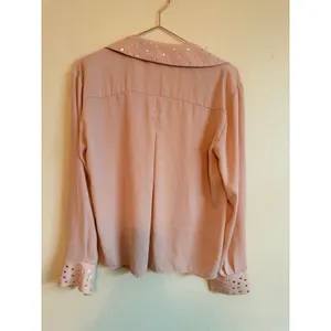 Zara Button Down Blouse Women XS Pink Rhinestone Studded Collar Cuff 3564/194‎ thumbnail 5