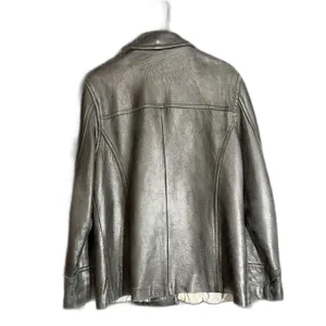 Gallery Womens Size Large Black Genuine Leather Jacket Button Front Blazer thumbnail 3