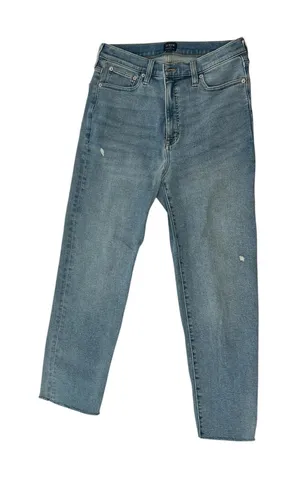 J.Crew Stovepipe Jeans Womens 31 Light Wash High Rise Straight Leg Raw Hem Blue thumbnail 1
